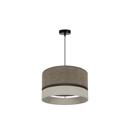 Duolla - Ljuskrona med textilsladd DOUBLE 1xE27/15W/230V diameter 40 cm brun/grå