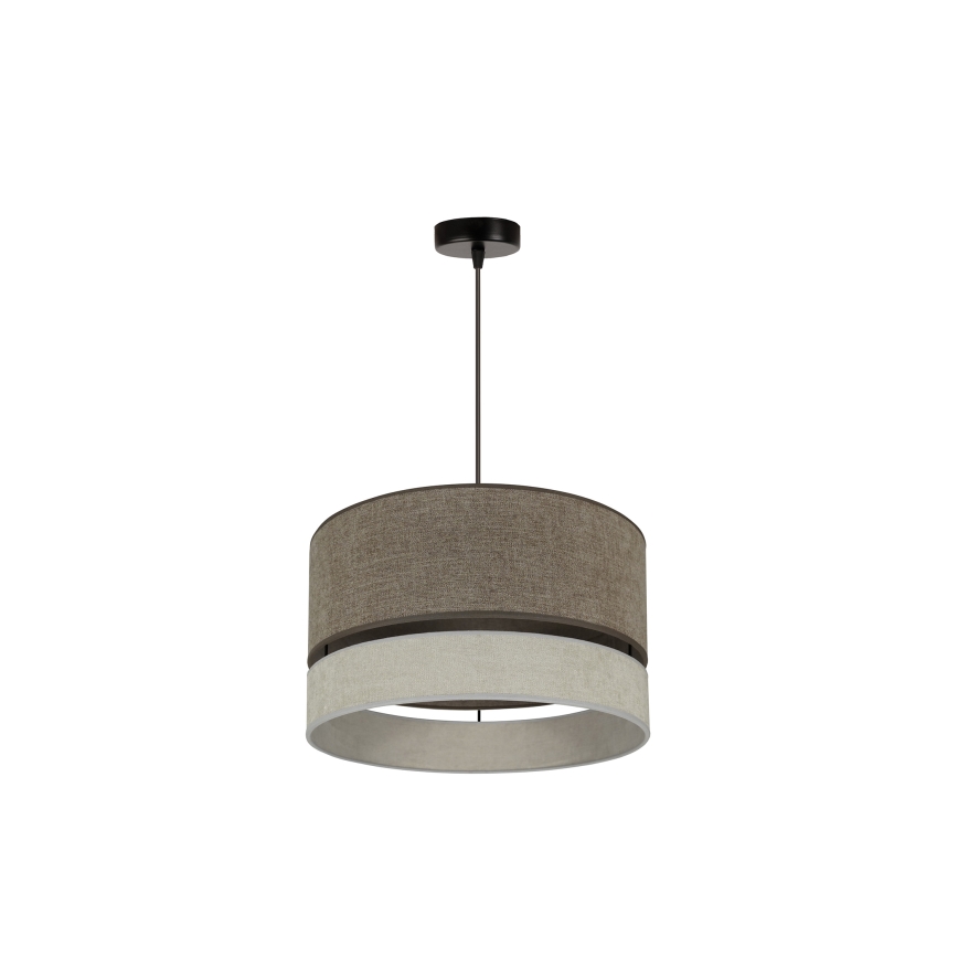 Duolla - Ljuskrona med textilsladd DOUBLE 1xE27/15W/230V diameter 40 cm brun/grå