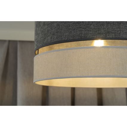 Duolla - Ljuskrona med textilsladd DOUBLE 1xE27/15W/230V diameter 40 cm grå