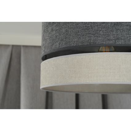 Duolla - Ljuskrona med textilsladd DOUBLE 1xE27/15W/230V diameter 40 cm grå
