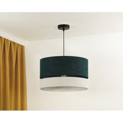 Duolla - Ljuskrona med textilsladd DOUBLE 1xE27/15W/230V diameter 40 cm grön/grå