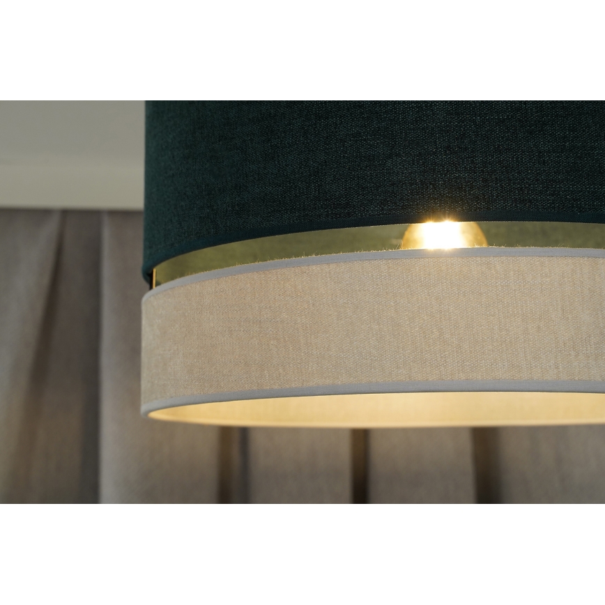 Duolla - Ljuskrona med textilsladd DOUBLE 1xE27/15W/230V diameter 40 cm grön/grå