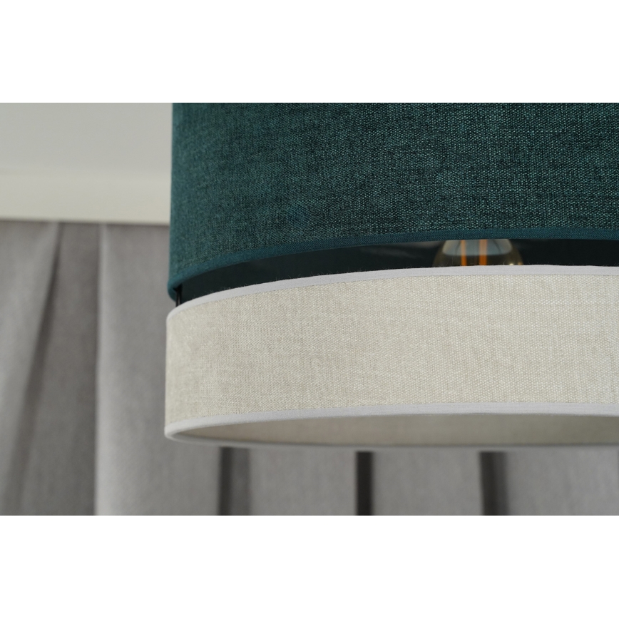 Duolla - Ljuskrona med textilsladd DOUBLE 1xE27/15W/230V diameter 40 cm grön/grå