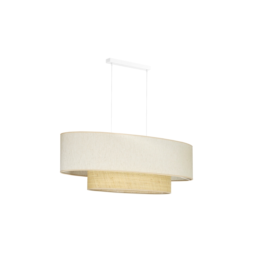 Duolla - Ljuskrona med textilsladd DOUBLE OVAL NATURE 2xE27/15W/230V grädde/beige