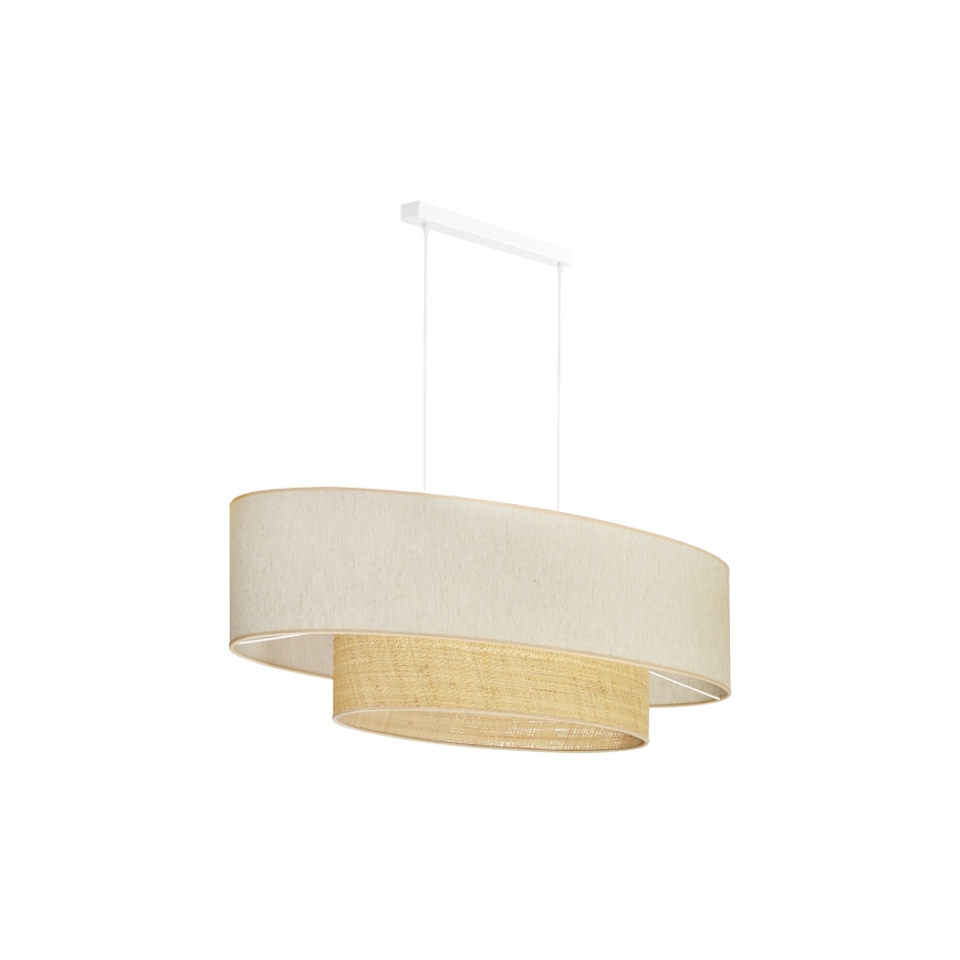 Duolla - Ljuskrona med textilsladd DOUBLE OVAL NATURE 2xE27/15W/230V grädde/beige