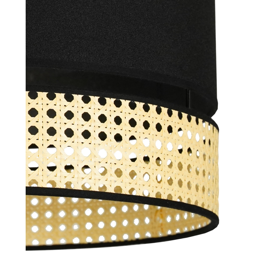 Duolla - Ljuskrona med textilsladd DOUBLE RATTAN 1xE27/15W/230V diameter 40 cm svart/beige