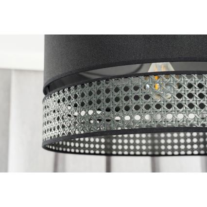 Duolla - Ljuskrona med textilsladd DOUBLE RATTAN 1xE27/15W/230V diameter 40 cm svart