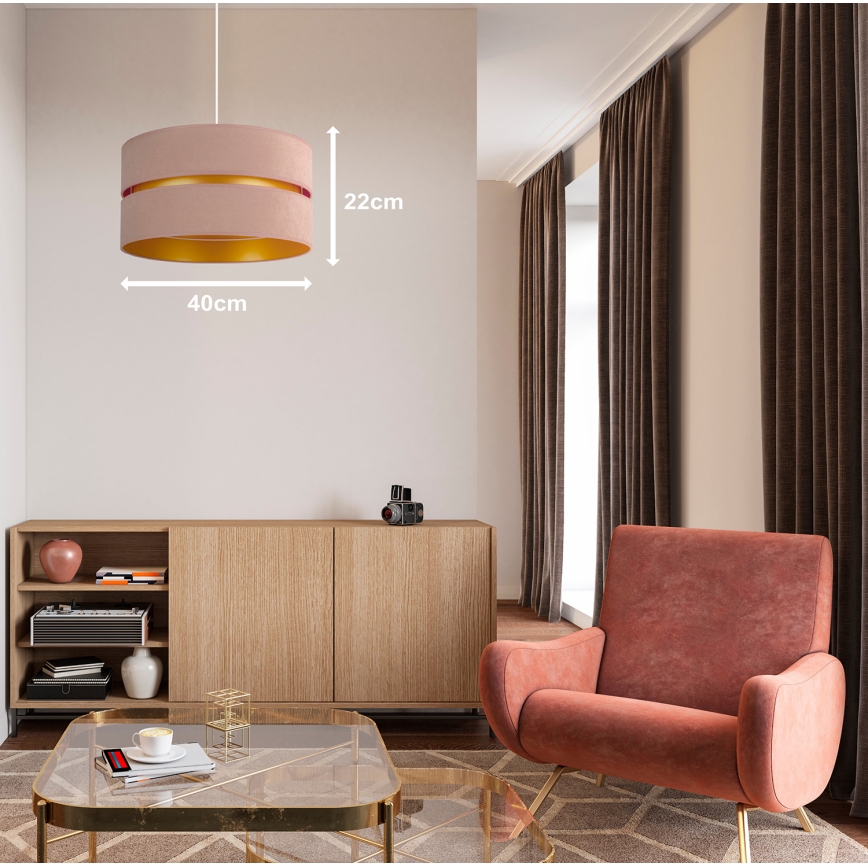 Duolla - Ljuskrona med textilsladd DUO 1xE27/15W/230V diameter 40 cm beige