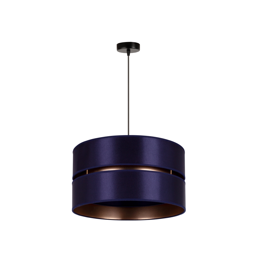 Duolla - Ljuskrona med textilsladd DUO 1xE27/15W/230V diameter 40 cm blå/guld