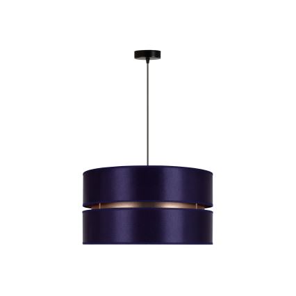 Duolla - Ljuskrona med textilsladd DUO 1xE27/15W/230V diameter 40 cm blå/guld