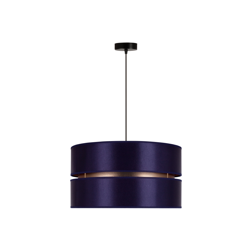 Duolla - Ljuskrona med textilsladd DUO 1xE27/15W/230V diameter 40 cm blå/guld