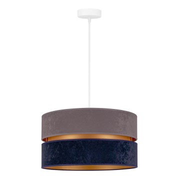 Duolla - Ljuskrona med textilsladd DUO 1xE27/15W/230V diameter 40 cm blå