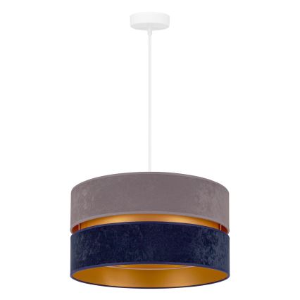 Duolla - Ljuskrona med textilsladd DUO 1xE27/15W/230V diameter 40 cm blå