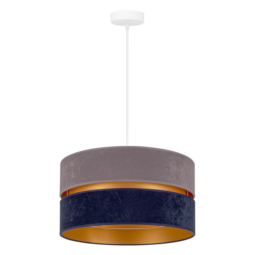 Duolla - Ljuskrona med textilsladd DUO 1xE27/15W/230V diameter 40 cm blå