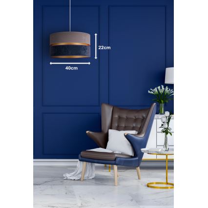 Duolla - Ljuskrona med textilsladd DUO 1xE27/15W/230V diameter 40 cm blå