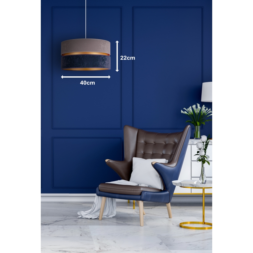 Duolla - Ljuskrona med textilsladd DUO 1xE27/15W/230V diameter 40 cm blå