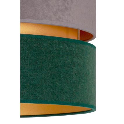 Duolla - Ljuskrona med textilsladd DUO 1xE27/15W/230V diameter 40 cm grå/grön/guld