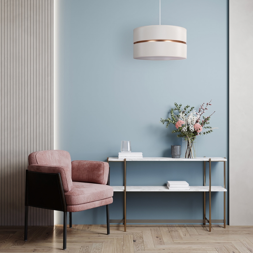 Duolla - Ljuskrona med textilsladd DUO 1xE27/15W/230V diameter 40 cm grädde/guld