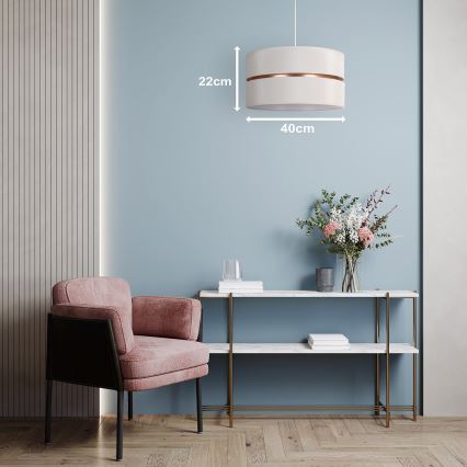 Duolla - Ljuskrona med textilsladd DUO 1xE27/15W/230V diameter 40 cm grädde/guld