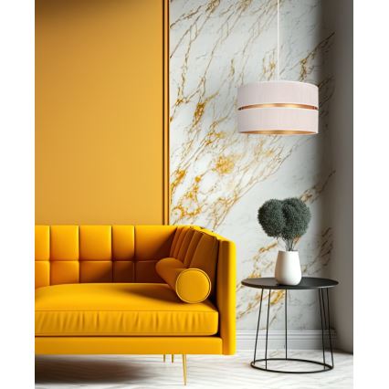 Duolla - Ljuskrona med textilsladd DUO 1xE27/15W/230V diameter 40 cm grädde/guld