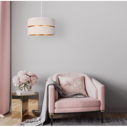 Duolla - Ljuskrona med textilsladd DUO 1xE27/15W/230V diameter 40 cm grädde/guld