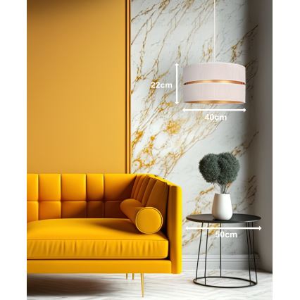 Duolla - Ljuskrona med textilsladd DUO 1xE27/15W/230V diameter 40 cm grädde/guld