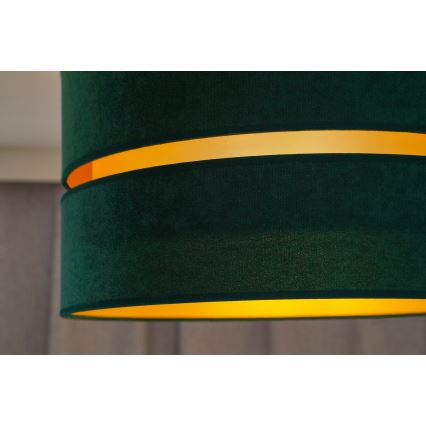 Duolla - Ljuskrona med textilsladd DUO 1xE27/15W/230V diameter 40 cm grön/guld