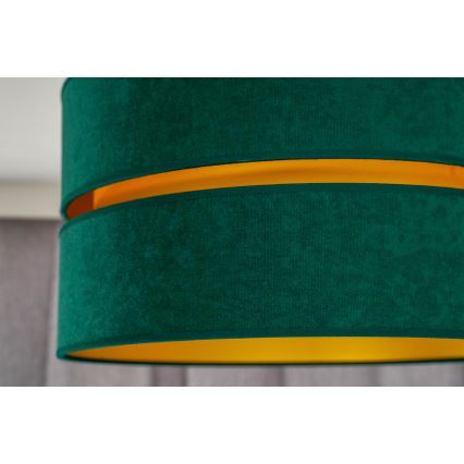 Duolla - Ljuskrona med textilsladd DUO 1xE27/15W/230V diameter 40 cm grön/guld