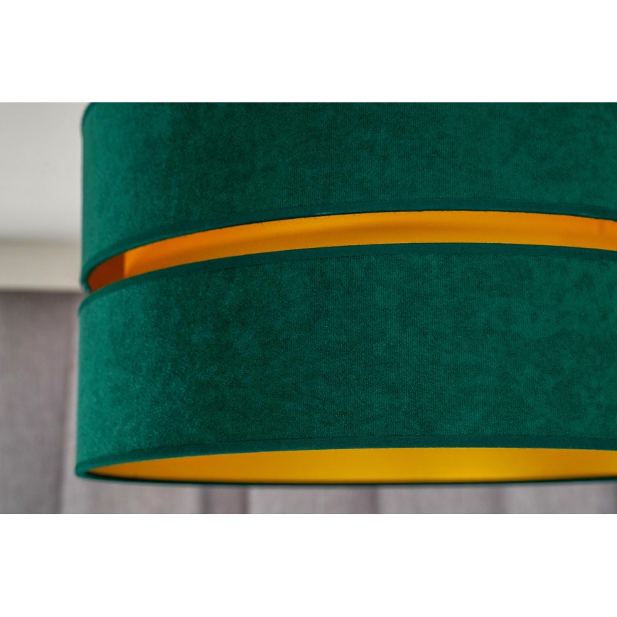 Duolla - Ljuskrona med textilsladd DUO 1xE27/15W/230V diameter 40 cm grön/guld