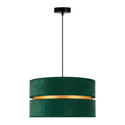Duolla - Ljuskrona med textilsladd DUO 1xE27/15W/230V diameter 40 cm grön/guld