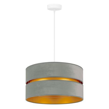 Duolla - Ljuskrona med textilsladd DUO 1xE27/15W/230V diameter 40 cm Ljusgrön/guld