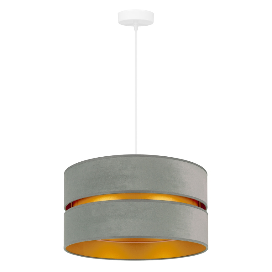 Duolla - Ljuskrona med textilsladd DUO 1xE27/15W/230V diameter 40 cm Ljusgrön/guld