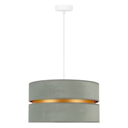 Duolla - Ljuskrona med textilsladd DUO 1xE27/15W/230V diameter 40 cm Ljusgrön/guld