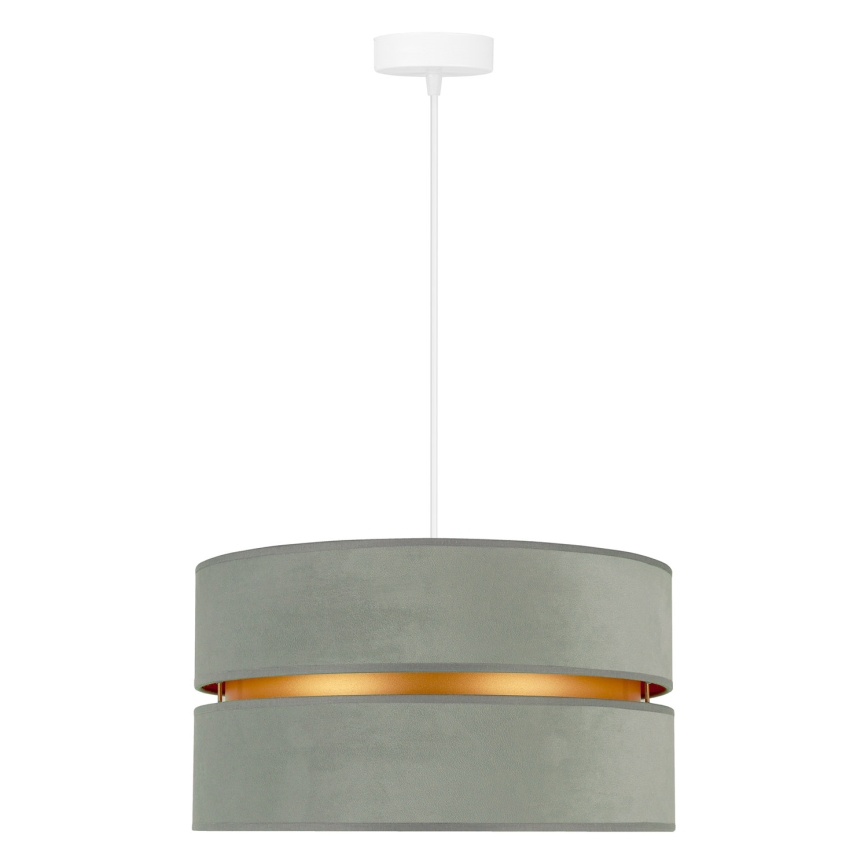 Duolla - Ljuskrona med textilsladd DUO 1xE27/15W/230V diameter 40 cm Ljusgrön/guld