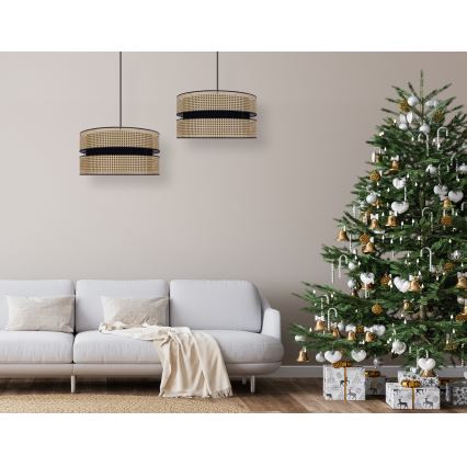 Duolla - Ljuskrona med textilsladd DUO 1xE27/15W/230V diameter 40 cm rotting/svart