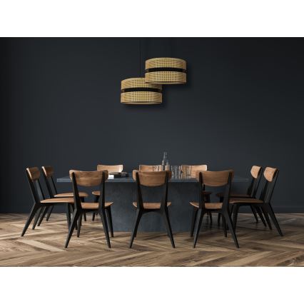 Duolla - Ljuskrona med textilsladd DUO 1xE27/15W/230V diameter 40 cm rotting/svart