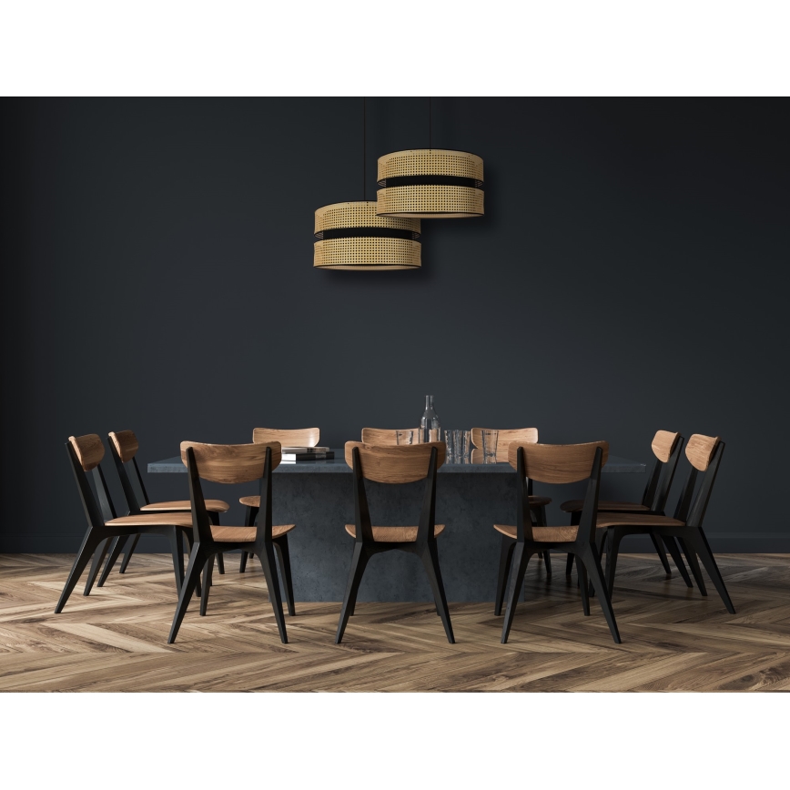 Duolla - Ljuskrona med textilsladd DUO 1xE27/15W/230V diameter 40 cm rotting/svart