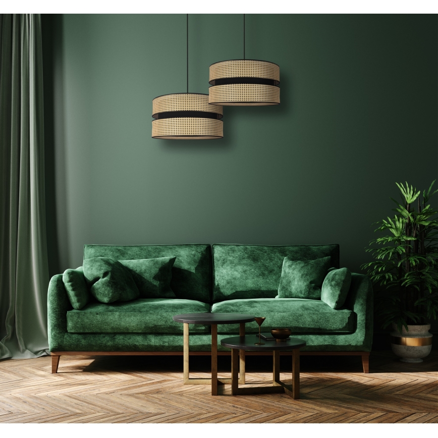 Duolla - Ljuskrona med textilsladd DUO 1xE27/15W/230V diameter 40 cm rotting/svart