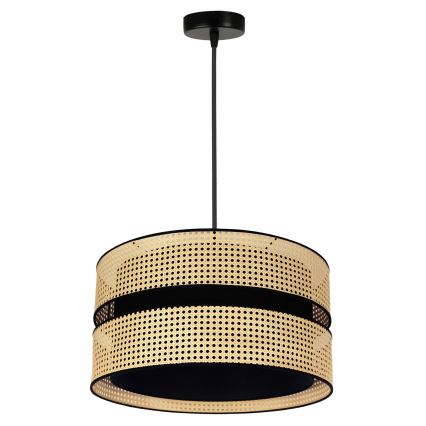 Duolla - Ljuskrona med textilsladd DUO 1xE27/15W/230V diameter 40 cm rotting/svart