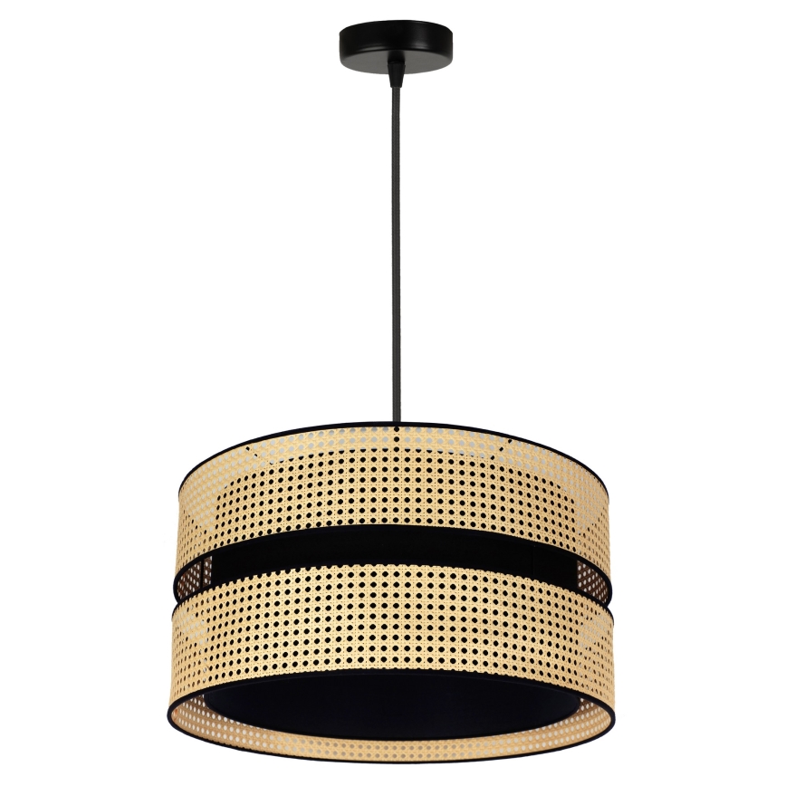 Duolla - Ljuskrona med textilsladd DUO 1xE27/15W/230V diameter 40 cm rotting/svart