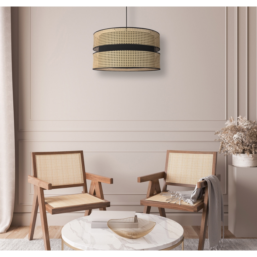 Duolla - Ljuskrona med textilsladd DUO 1xE27/15W/230V diameter 40 cm rotting/svart