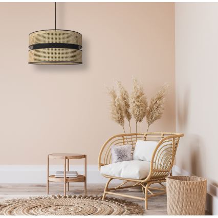 Duolla - Ljuskrona med textilsladd DUO 1xE27/15W/230V diameter 40 cm rotting/svart