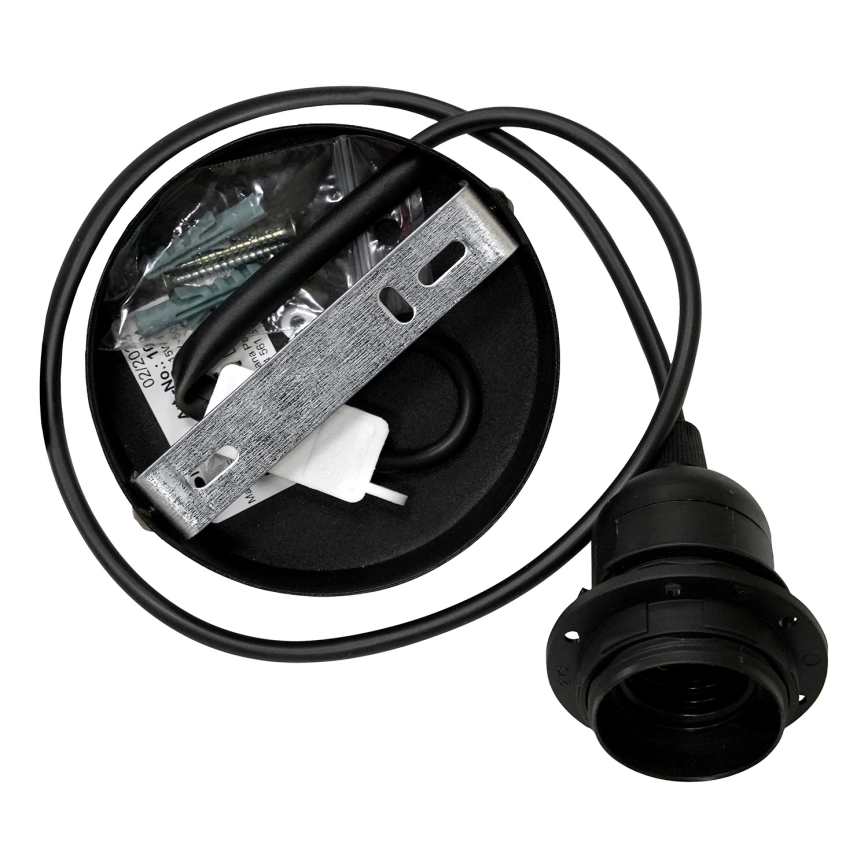 Duolla - Ljuskrona med textilsladd DUO 1xE27/15W/230V diameter 40 cm svart/guld