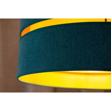 Duolla - Ljuskrona med textilsladd DUO 1xE27/15W/230V diameter 40 cm turkos/guld