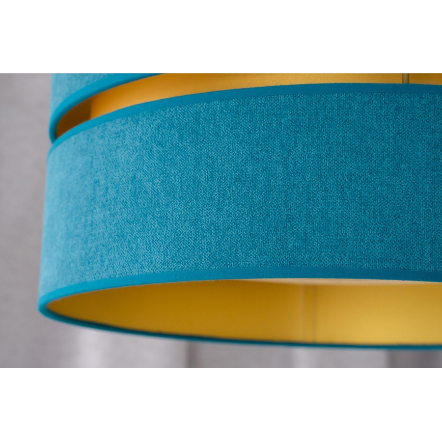 Duolla - Ljuskrona med textilsladd DUO 1xE27/15W/230V diameter 40 cm turkos/guld