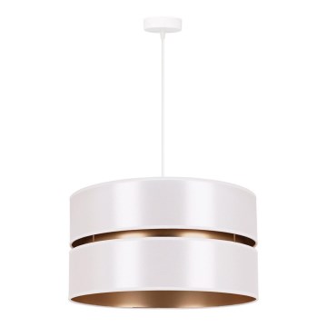 Duolla - Ljuskrona med textilsladd DUO 1xE27/15W/230V diameter 40 cm vit/guld