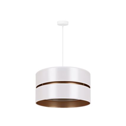 Duolla - Ljuskrona med textilsladd DUO 1xE27/15W/230V diameter 40 cm vit/guld