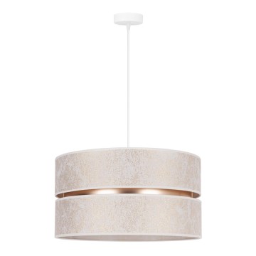 Duolla - Ljuskrona med textilsladd DUO 1xE27/15W/230V diameter 40 cm vit/guld