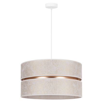 Duolla - Ljuskrona med textilsladd DUO 1xE27/15W/230V diameter 40 cm vit/guld