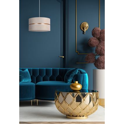 Duolla - Ljuskrona med textilsladd DUO 1xE27/15W/230V diameter 40 cm vit/guld